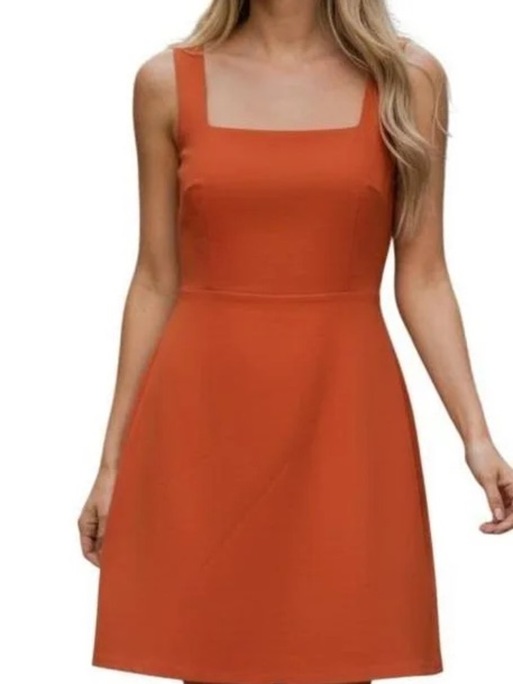 Sunday Best Square Neck A-Line Dress in Orange